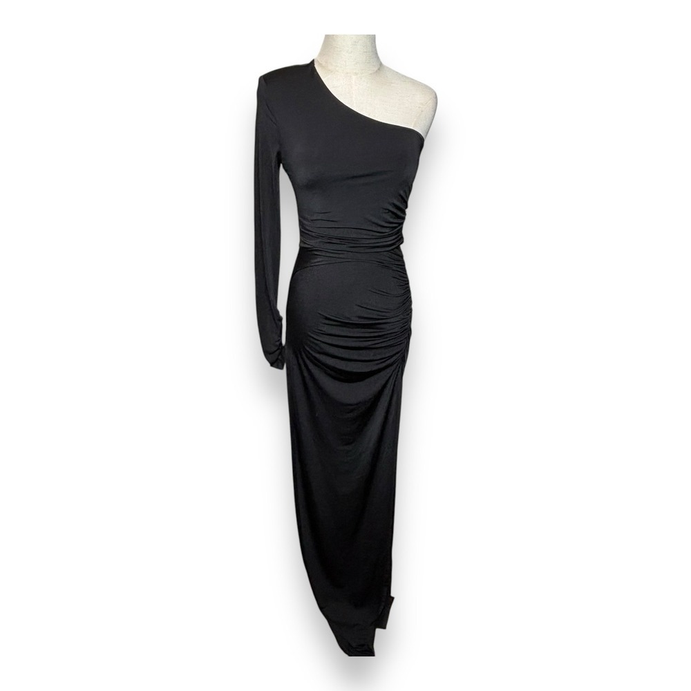 Michael Costello Black One-Shoulder Maxi Dress